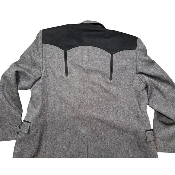 Circle S Men's Boise Western Suit Coat Grey Black Goth Cowboy Size 44R - Picture 2 of 7